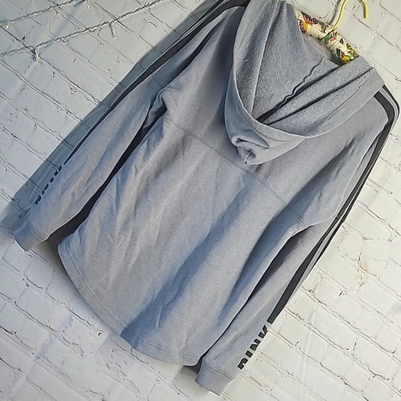2014 Victoria's Secret PINK Logo Long Sleeve Gray Oversized Hooded Tee Womens XS - Picture 8 of 16
